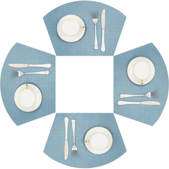 Placemats Set of 4, MJIAexp Round Table Placemats Heat Resistant Woven Vinyl PVC Wipeable Durable Table Mats for Dining Table Easy to Clean