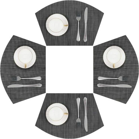 Placemats Set of 4, MJIAexp Round Table Placemats Heat Resistant Woven Vinyl PVC Wipeable Durable Table Mats for Dining Table Easy to Clean