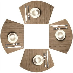 Placemats Set of 4, MJIAexp Round Table Placemats Heat Resistant Woven Vinyl PVC Wipeable Durable Table Mats for Dining Table Easy to Clean