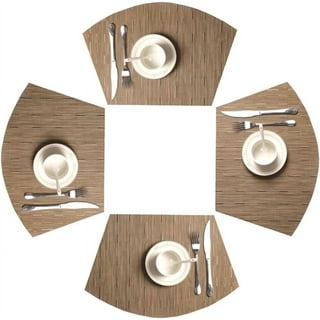 Placemats Set of 4, MJIAexp Round Table Placemats Heat Resistant Woven Vinyl PVC Wipeable Durable Table Mats for Dining Table Easy to Clean