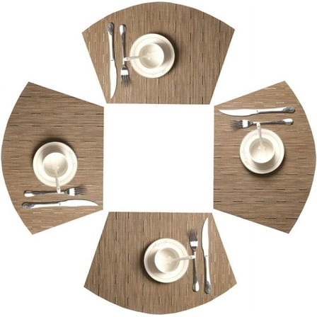 Placemats Set of 4, MJIAexp Round Table Placemats Heat Resistant Woven Vinyl PVC Wipeable Durable Table Mats for Dining Table Easy to Clean