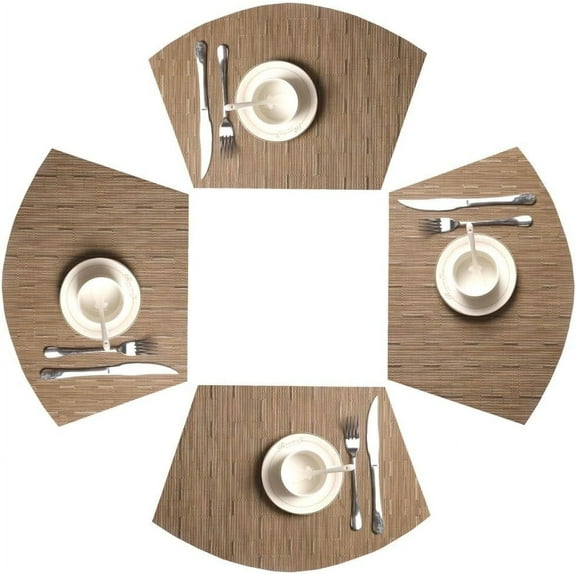 Placemats Set of 4, MJIAexp Round Table Placemats Heat Resistant Woven Vinyl PVC Wipeable Durable Table Mats for Dining Table Easy to Clean