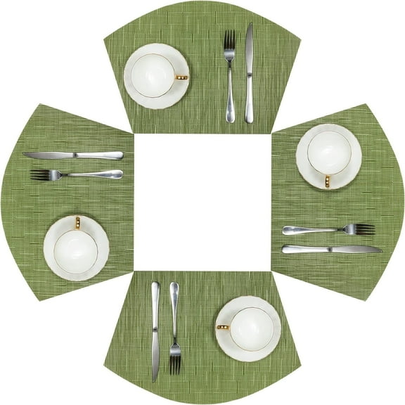 Placemats Set of 4, MJIAexp Round Table Placemats Heat Resistant Woven Vinyl PVC Wipeable Durable Table Mats for Dining Table Easy to Clean