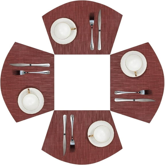 Placemats Set of 4, MJIAexp Round Table Placemats Heat Resistant Woven Vinyl PVC Wipeable Durable Table Mats for Dining Table Easy to Clean