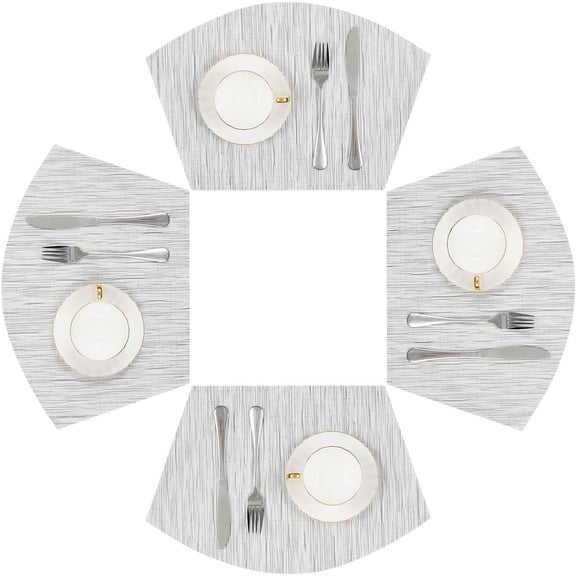 Placemats Set of 4, MJIAexp Round Table Placemats Heat Resistant Woven Vinyl PVC Wipeable Durable Table Mats for Dining Table Easy to Clean