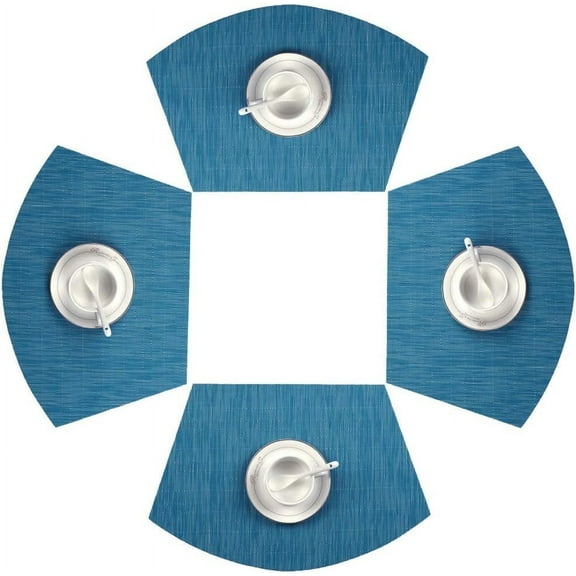 Placemats Set of 4, MJIAexp Round Table Placemats Heat Resistant Woven Vinyl PVC Wipeable Durable Table Mats for Dining Table Easy to Clean