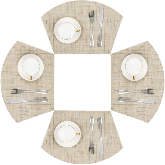 Placemats Set of 4, MJIAexp Round Table Placemats Heat Resistant Woven Vinyl PVC Wipeable Durable Table Mats for Dining Table Easy to Clean