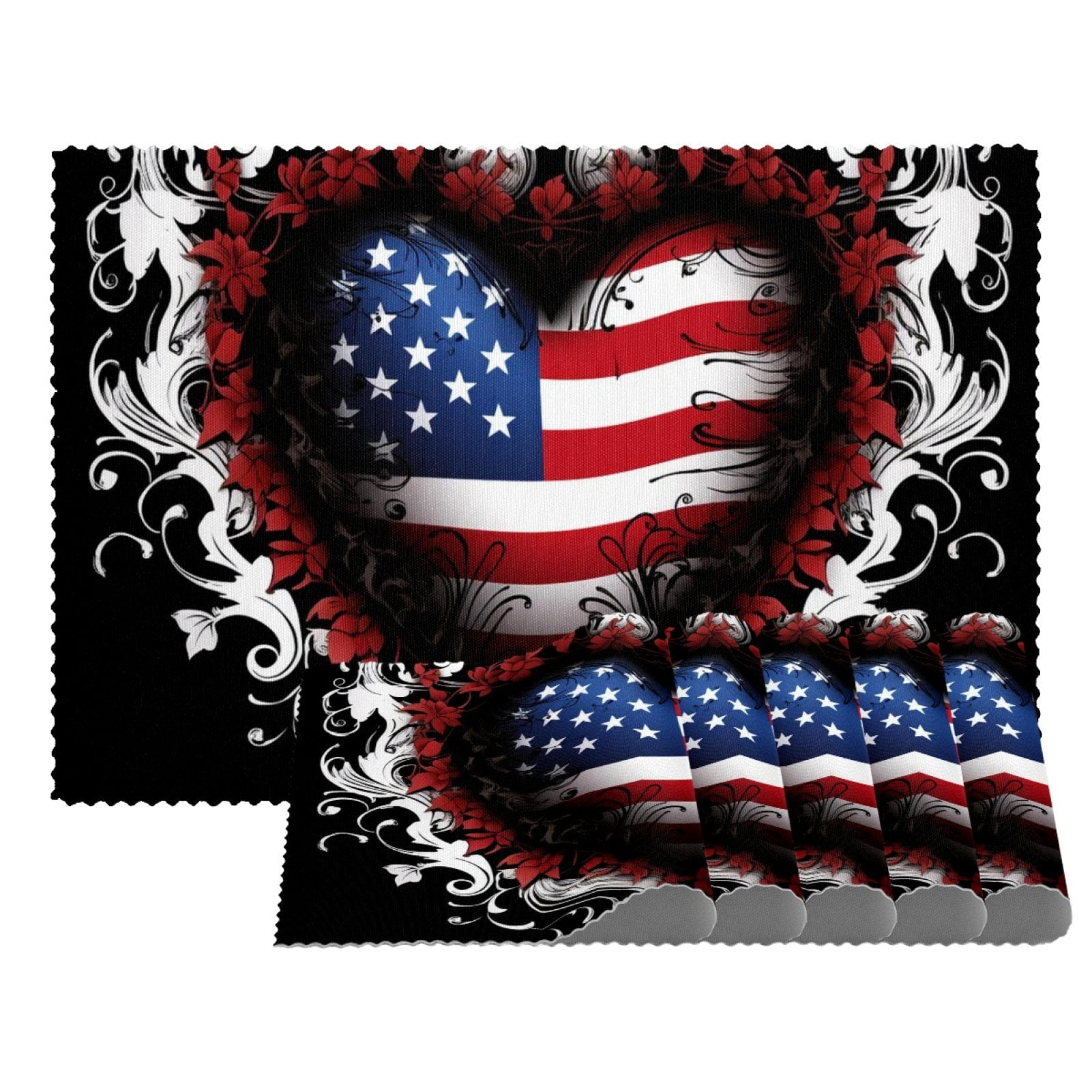 Placemats Set of 4,Non Slip Washable Table Placemats,American Flag