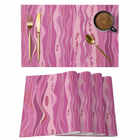 Placemats Set of 4 Pink Theme Non-Slip Place Mat Abstract Art Table Mats Washable Stain-Resistant Tablemats for Party/Dining Room/Kitchen Decorations