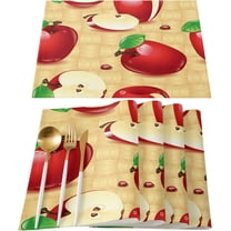 Placemats Set of 4 Red Apples Place Mat for Dining Table Washable Cotton Linen Table Mats