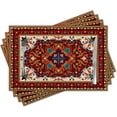 thumbnail image 1 of Placemats Set of 4,Red Persian Pattern,Washable Burlap Woven Heat Resistant Placemat for Dinning Table,Farmhouse,Outdoor,18X12 Inch, 1 of 5