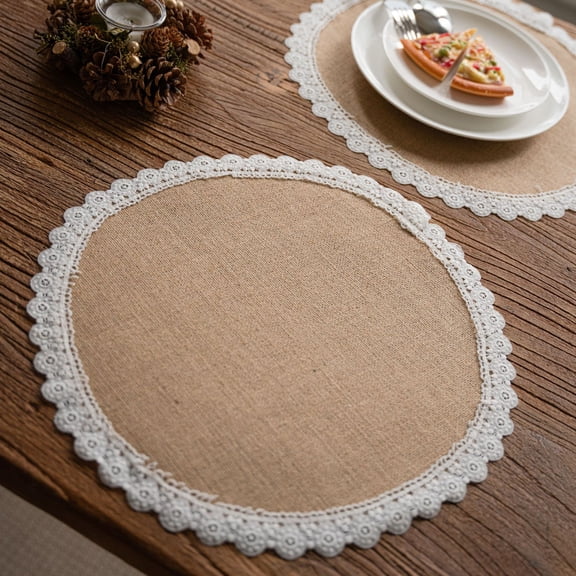 Placemats Set of 4,Round Burlap Macrame Place Mats for Dining Room Kitchen Table Mats for Parties