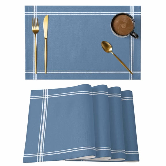Placemats Set of 4 Solid Color Non-Slip Place Mat Royal Blue Table Mats Washable Stain-Resistant Tablemats for Party/Dining Room/Kitchen Decorations