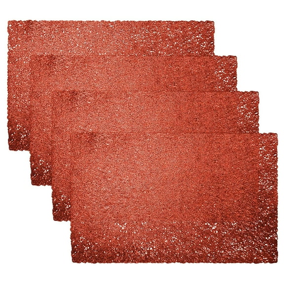 Placemats Set of 4, Stark 12x18 Inch PVC Placemat for Kitchen Table Dinner, Party Holiday Event, Table Decor - Red