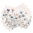 thumbnail image 1 of Stegali Summer Blue Brown Poppy Linen Placemats, 12x18 Inch Table mats Set of 4, 1 of 7