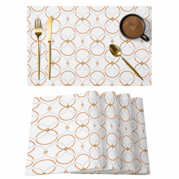 Placemats Set of 4 Trellis Pattern Non-Slip Place Mat Circle Table Mats Washable Stain-Resistant Tablemats for Party/Dining Room/Kitchen Decorations