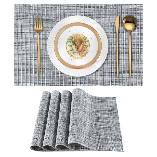 Placemats Set of 4 Vinyl/Plastic Woven Place Mats for Kitchen Table ...