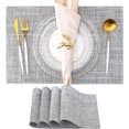 thumbnail image 1 of Placemats Set of 4 Washable Indoor/Outdoor Vinyl Place Mats for Dining Table PVC Weave Table Mats(Gray), 1 of 6