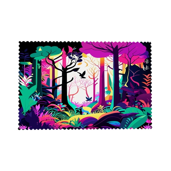 Placemats Set of 4, Whimsical Forest Filled With Vibrant Colors 12x18 Inch Heat-Resistant Table Mats for Party Kitchen Dining Decor
