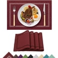 thumbnail image 1 of Placemats Set of 4, Yamaziot Double Layer Cloth Fabric Heat Resistant Place Mat, Washable Reversible Rectangle Dining Table Mats, Hollow Red, 12"x18", 1 of 7