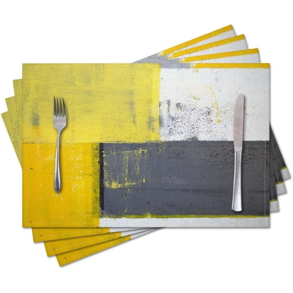 Placemats Set of 4 for Dining Table, Block Painting by Rothko Rectangle 12x18 Inch Cotton Linen Placemat, Washable Table Mat for Kitchen Decoration