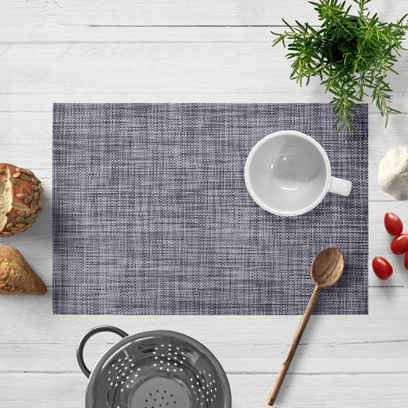 Placemats Set of 4 for Dining Table, Table Placemats, Rectangular PVC Vinyl, 18x12 Inches - Gray
