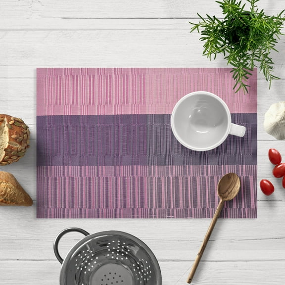 Placemats Set of 4 for Dining Table, Table Placemats, Rectangular PVC Vinyl, 18x12 Inches - Pink