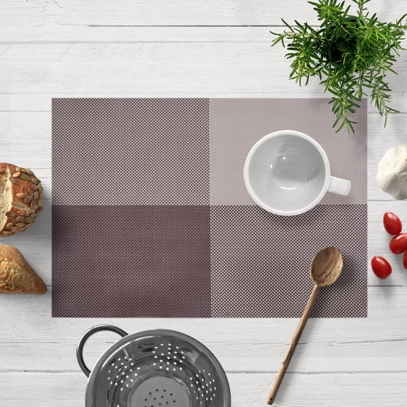 Placemats Set of 4 for Dining Table, Table Placemats, Rectangular Vinyl, PVC, 18x12 Inches - Brown