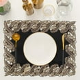 thumbnail image 1 of Placemats Set of 4 for European Dining Table, Table Placemats, Rectangular PVC Vinyl, 12x18 Inches - Black Gold, 1 of 8