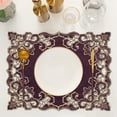 thumbnail image 1 of Placemats Set of 4 for European Dining Table, Table Placemats, Rectangular Vinyl, PVC - 12 x 18 Inches - Plum Gold, 1 of 7