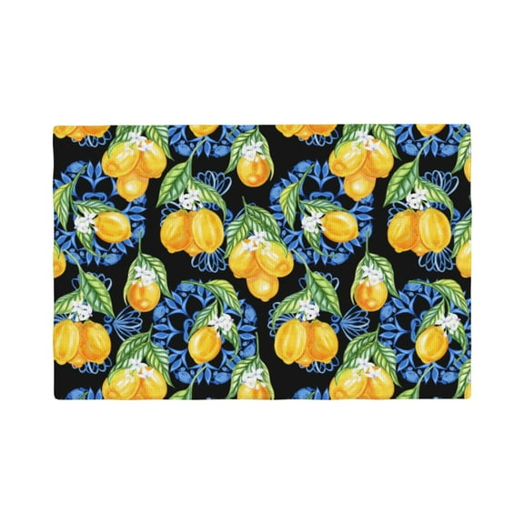Placemats Set of 4, yellow lemons Blue Sicilian style Place mats for Dining Table Indoor/Outdoor, Cute Heat Resistant Washable Table Mats(18" x 12")