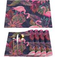 thumbnail image 1 of Placemats Set of 6 Abstract Flamingos Fabric Placemats Square Placemat for Kitchen Table Heat Resistant, Easy to Clean Table Placemats 12x18 Inch, 1 of 5