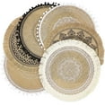 Farship Boho Style Woven Cotton Placemats Set of 6, Round Burlap ...