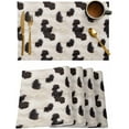 thumbnail image 1 of Placemats Set of 6, Cotton Linen Heat Table Mats Non-Slip Washable Farmhouse Black White Cow Placemat for Holiday Banquet Dining Kitchen Table Decor, 1 of 6