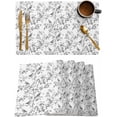 thumbnail image 1 of Placemats Set of 6, Cotton Linen Heat Table Mats Non-Slip Washable Grey Birds Branch Leaves Placemat for Holiday Banquet Dining Kitchen Table Decor, 1 of 6