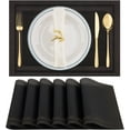 thumbnail image 1 of Placemats Set of 6, Heat Resistant Woven Vinyl Washable PVC Place Mats, Non-Slip Stain Resistant Indoor & Outdoor Table Mats for Dining Table, 1 of 7