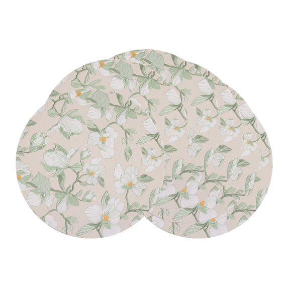 Placemats Set of 6 Leather Floral Placemats for Kitchen Table Decor Washable Heat Resistant Table Mats Grass Green 13x13inch