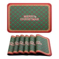 thumbnail image 1 of Placemats Set of 6 Leather Placemats, Washable Kitchen Table Mat, Seasonal Holiday Christmas Place Mats for Party Green 17.7*11.8inch, 1 of 6
