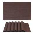 thumbnail image 1 of Placemats Set of 6 Leather Placemats for Kitchen Dining Table Decor Table Placemats Imitation Weaving Table Mat Brown 17.7*11.8inch, 1 of 6