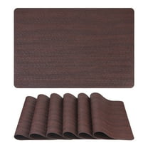 Placemats Set of 6 Leather Placemats for Kitchen Dining Table Decor Table Placemats Imitation Weaving Table Mat Brown 17.7*11.8inch