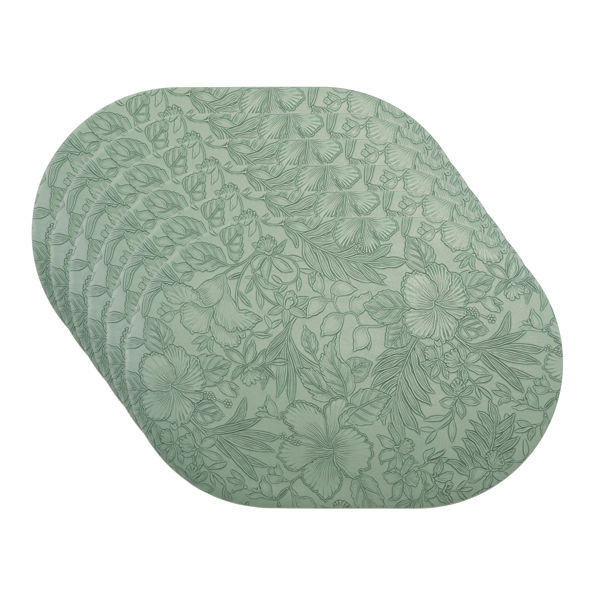 Placemats Set of 6 Leather Placemats for Kitchen Dining Table Decor Waterproof Heat Resistant Table Placemats Green 17.7*11.8inch