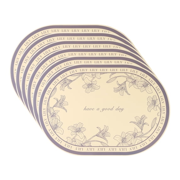 Placemats Set of 6 Leather Placemats for Kitchen Dining Table Decor Wipeable Floral Table Mat Light Yellow 16.9*11.8inch
