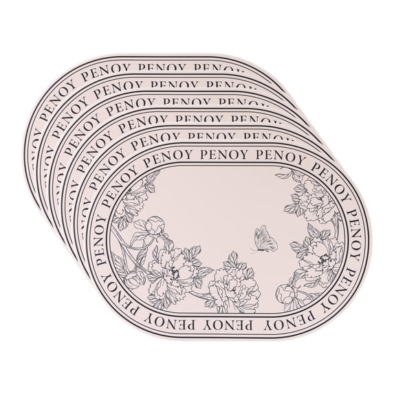 Placemats Set of 6 Leather Placemats for Kitchen Dining Table Decor Wipeable Floral Table Mat Misty Pink 16.9*11.8inch