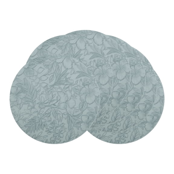 Placemats Set of 6 Leather Round Placemats for Kitchen Dining Table Decor Table Placemats Wipeable Table Mat Blue 13*13inch