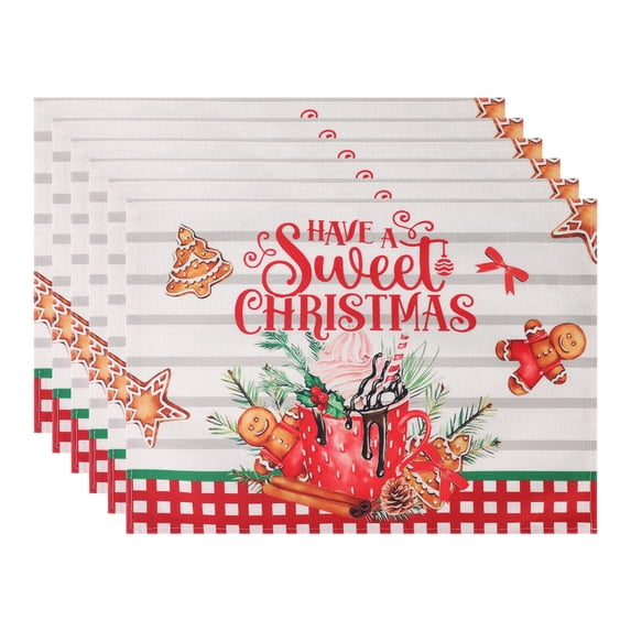 Placemats Set of 6 Linen Placemats, Washable Kitchen Table Mat, Seasonal Holiday Christmas Place Mats for Party Plaid 17.7*12.6inch