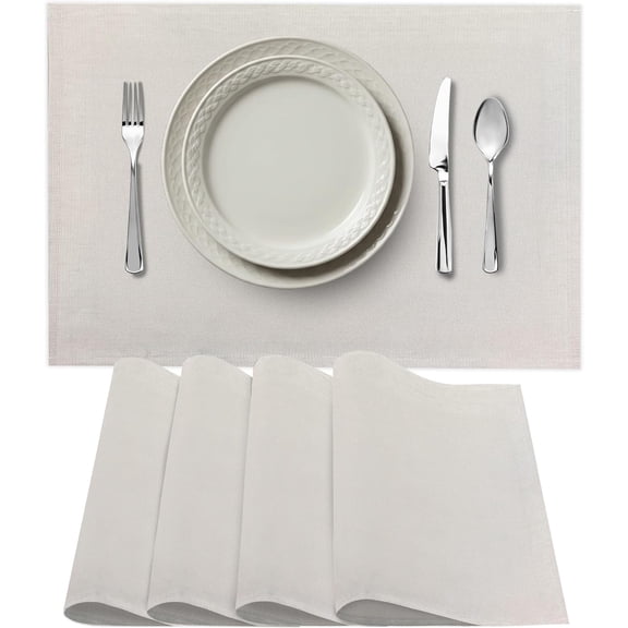 Placemats Set of 6 Natural Linen for Family Daily Meals, Round 15 Inch or Rectangular 11.8x17.7 Inch, Machine Washable Table Mats for Holiday Dining