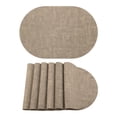 thumbnail image 1 of Placemats Set of 6 Oval  Leather Placemats for Kitchen Dining Table Decor Heat Resistant Table Placemats Wipeable Table Mat Light Brown 17.7x11.8inch, 1 of 6