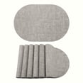 thumbnail image 1 of Placemats Set of 6 Oval  Leather Placemats for Kitchen Dining Table Decor Heat Resistant Table Placemats Wipeable Table Mat Light Gray 17.7x11.8inch, 1 of 6