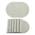 thumbnail image 1 of Placemats Set of 6 Oval  Leather Placemats for Kitchen Dining Table Decor Heat Resistant Table Placemats Wipeable Table Mat Light Green 17.7x11.8inch, 1 of 6