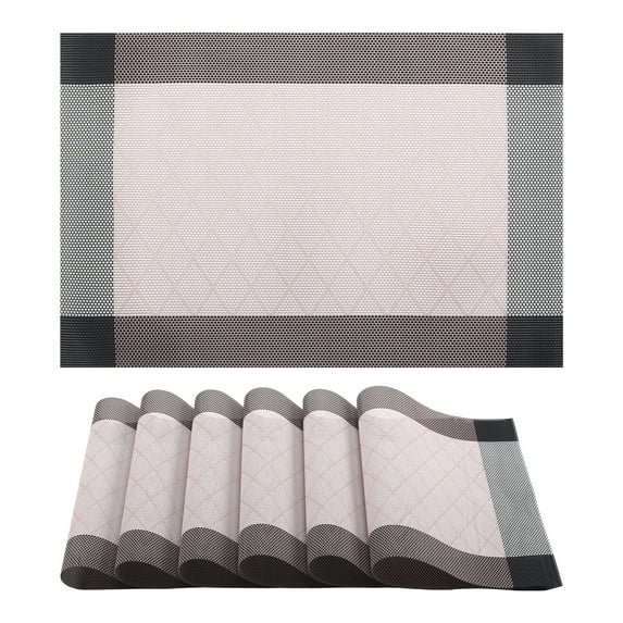 Placemats Set of 6 Plastic Placemats for Dining Table Decor Indoor Outdoor Washable Kitchen Table Mat Blue 17.7*11.8inch